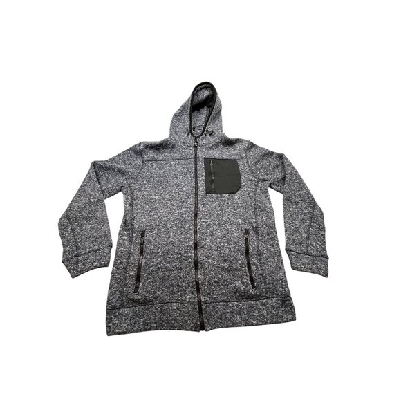 Rugby University Mens Medium Gray Hooded Jacket Zip-Up With Pockets Lightweight - Picture 1 of 10